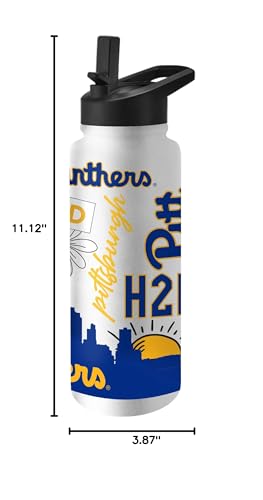 Image of Logo Brands NCAA Native 34 oz Quencher Water Bottle - | Local Icons Design | Double-Wall Insulated| Leak-Proof Lid & Built-In Straw