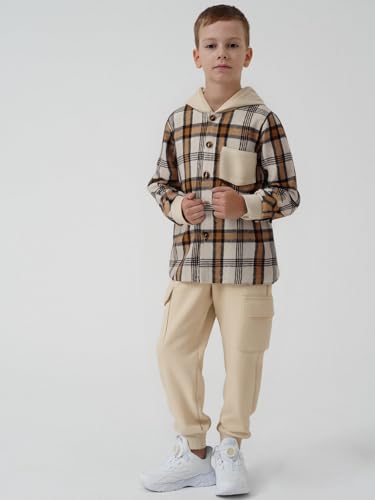Boys Clothes Fall Winter Outfits, Toddler Boy Sweatsuit Plaid Hoodie Pants Clothing Set For Kids Boys Size 5-12 Years3