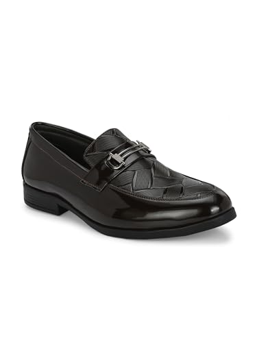 Image of STANPHORD Men Glossy Formal Slip-On Shoes | Patent Leather Dress Loafers | Cushioned Insole | Office Business Wedding Party Footwear(TPAJ 5040)