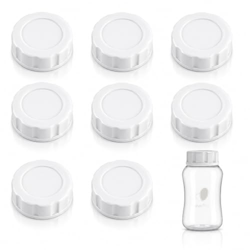 8Pcs Baby Bottle Caps Travel Bottle Caps Compatible with Evenflo Bottles, Spill-Proof, Leak-Resistant, Easy-to-Clean, Travel and Storage Bottle Lids Replacement (White)