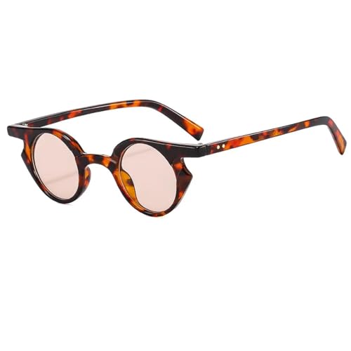 Lunettes de soleil rondes tendance femmes UV400 rétro punk léopard C9