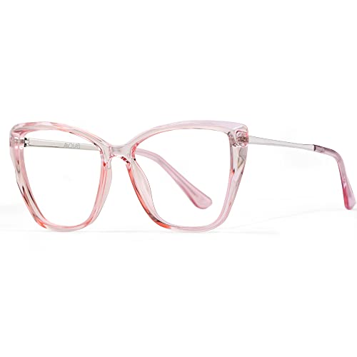 Image of Blue Light Blocking Glasses Cat-Eye Stylish Computer Eyeglasses UV Ray Filter Women AB3304 (Pink)