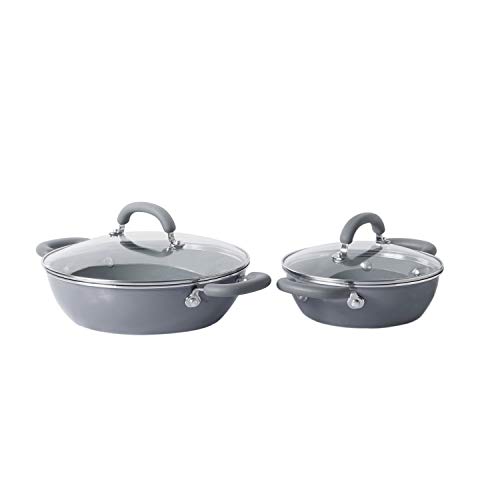 Image of Meyer Anzen Healthy Ceramic Coated Cookware with Lid (20cm, 26cm, Grey) - 4Pcs Set