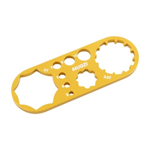 Shamiina 自転車フォークキャップレンチ スパナ サスペンションフォークレンチ マウンテンロードバイク用 自転車修理ツール 自転車フロントフォークキャップレンチ, ゴールド 8T 12T