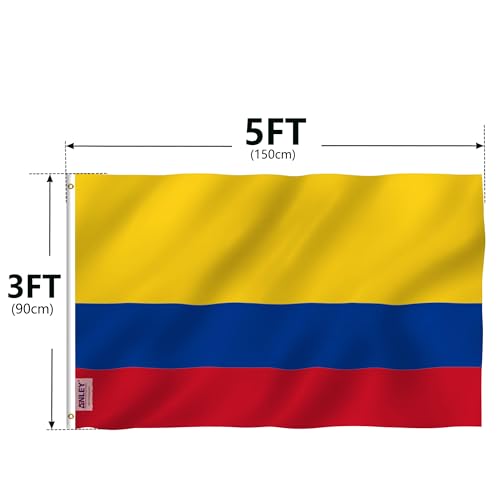 ANLEY Fly Breeze 3x5 Foot Colombia Flag - Vivid Color and UV Fade Resistant - Canvas Header and Double Stitched - Colombian National Flags Polyester with Brass Grommets 3 X 5 Ft