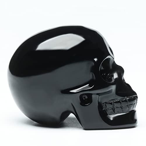 Bmuafry 2''Natural Black Obsidian Crystal Skull Hand Carved Reiki Healing Stone Statue Healing Skull Head Home Office Art Room Decoration #TOP2