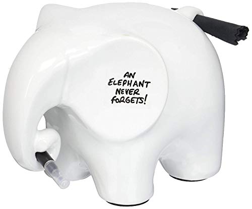 Éléphant en céramique pour mémos effaçables à sec Éric blanc avec feutre et chiffon inclus