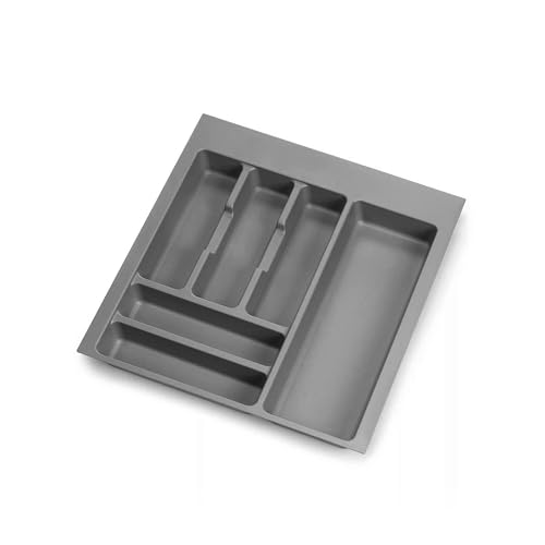 Avilia Organizer Cassetti Cucina per Posate e Utensili Regolabile in Plastica Grigio 48x34cm – Vassoio Portaposate, Adatto a Cassetti 40cm