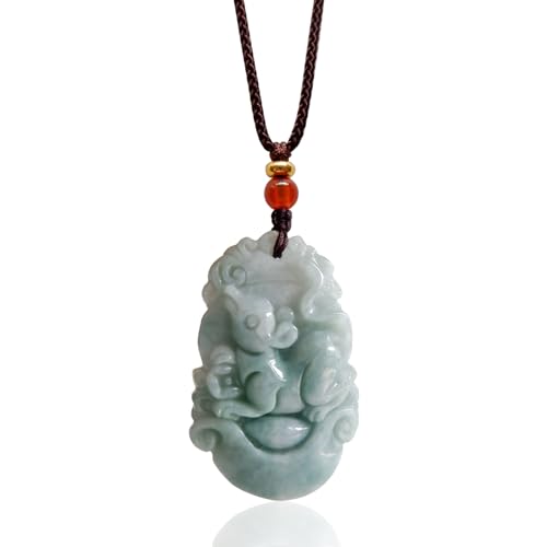 Rat Zodiac Jade Pendant Necklace Year of the Rat Birthday Sweater Chain Birthday Gift