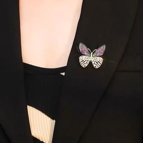 Image of Rhinestone Animal Butterfly Brooch Pin, Colorful Crystal Insect Butterfly Wings Suit Lapel Pin, Coat Pin Jewelry for Women Girls