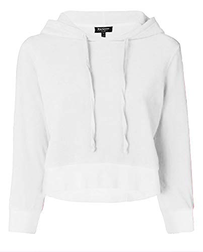 Juicy Couture Women's Swarovski Velour Shrunken Hooded Pullover (White, X-Small)