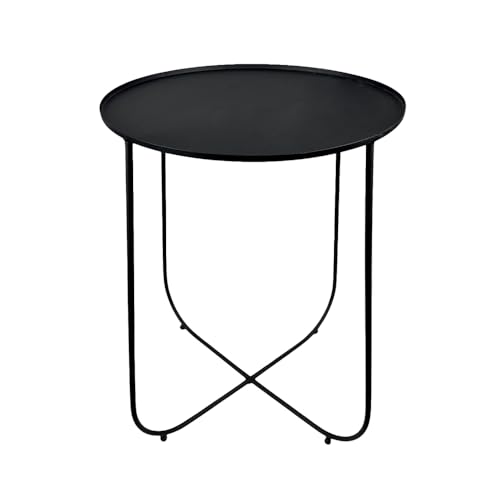 Image of Metal Side Table for Living Room | End Table, Coffee Table, Bedside Table, Plant Stand for Indoor Outdoor |Round Metal Table, Sofa Side Table (Anti -Rust) | No Assembly Required | Black