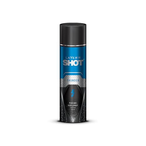 Image of Layer'r Shot Thunder Body Spray for Men 120ml | Long-Lasting Oriental Deodorant | Fresh Bergamot, Mint & Vanilla Notes | Daily Use | Skin-Friendly & IFRA Certified