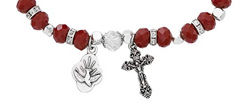 Image of Needzo Red Holy Spirit Dove Stretch Confirmation Bracelet, 7 Inch