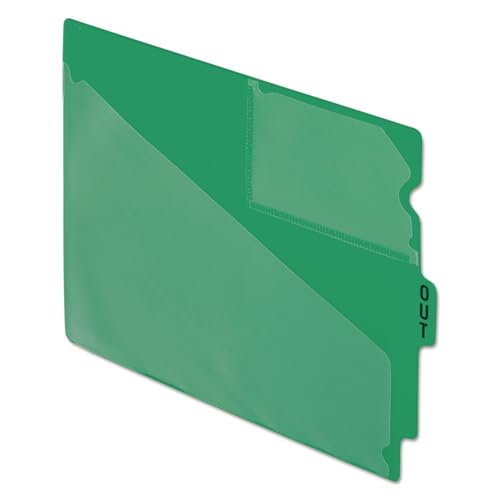 Pendaflex 13543 End Tab Vinyl Outguides w/Center Tab Printed Out, Letter Size, Green, 50/box