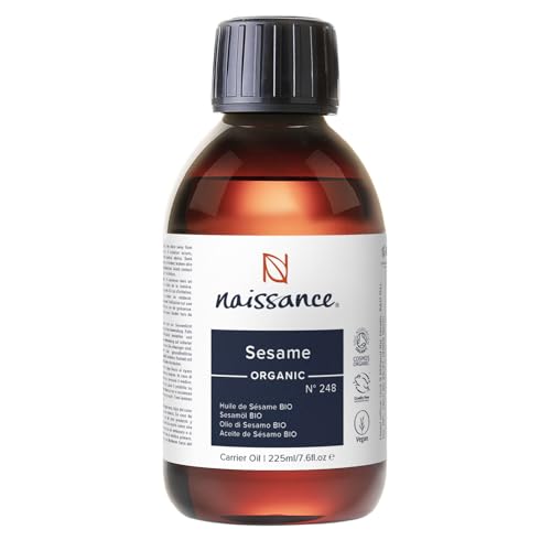 Naissance Organic Sesame Seed Oil (no. 248), 225ml, 100% Natural, Certified Organic, for Skin Hair, Nails, Body Care