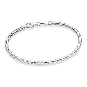 Miabella Solid 925 Sterling Silver Italian 3mm Snake Chain Bracelet for Women Men Teen Girls, Charm Bracelet, Made in Italy (Length 7.0 Inches (Small))