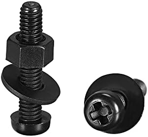sourcing map Nylon Screw Nut Washer Assortment Kit, M3x25mm Round Head Machine Screw Bolt Nuts Flat Washers Black 20 Set