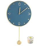 Jxngery Orologio da altalena semplice con orologio da parete a pendolo per la decorazione 'home office (Ornamento rotondo blu)