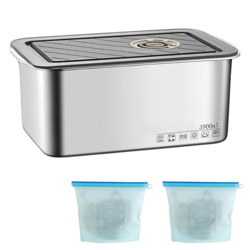 YFaith Boite Inox Alimentaire, 5900 ml Boite Rangement Alimentaire, Acier Inoxydable 316 Récipient-Alimentaire, avec 2 Pièces Sac de Congélation en...