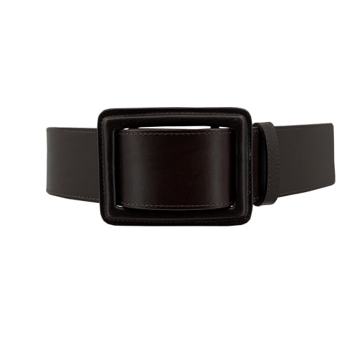 Women's High Low Waist Big Rectangular Buckle Boho Concho Fashion Plain Genuine Leather Dress Belt Waistband