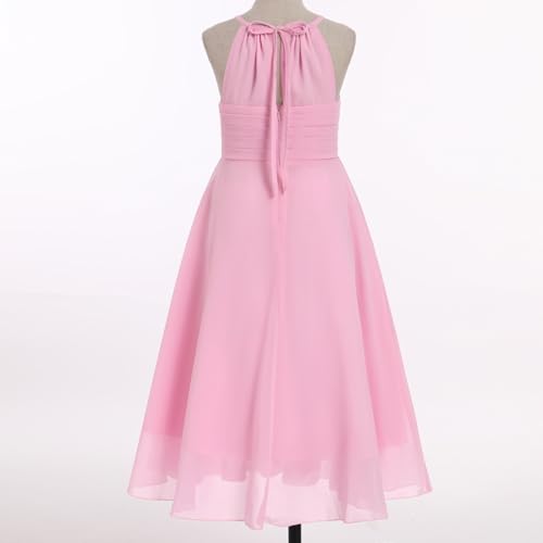 IDOPIP Girls Chiffon Maxi Dress Flower Girl Wedding Junior Bridesmaid Pageant Formal Birthday Party Ruched Ruffle A-line Gown3