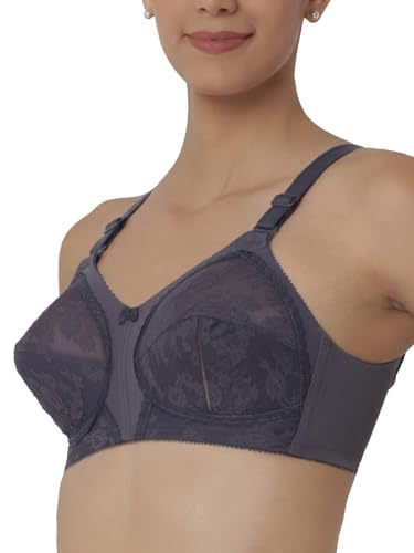 Image of Triumph International Doreen Bra For Women Non Wired Non Padded Wireless Bra Full Coverage Raschel Lace Lingerie Classic High Center Bridge Support Wide Straps Big Cup Bra for Larger Busts Pack Of 1