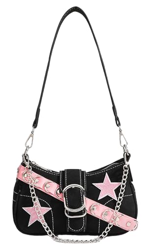 Grunge Shoulder Bag Fairy Grunge Hobo Bag Denim Chain Y2K Purses Crossbody Bag for Women