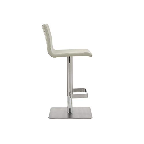Taburete Bar Watson Altura Ajustable Gris Claro Cuero Sintético Base Cuadrada de Acero Inoxidable con Reposapiés Rectangular Diseño Elegante y Cómodo miniatura 6