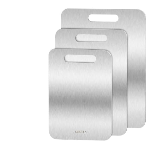 Produktfoto von 3PCS Schneidebrett Titan,BPA-freies Doppelseitiges Lebensmittel Titanium Cutting Board,S316 Schneidebrett Edelstahl,für&hellip;