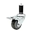 Stainless Steel Polyurethane Swivel Expanding Stem Caster w/3.5" x 1.25" Gray Wheel and 1-1/2" Stem & Total Locking Brake - 300 lbs Capacity/Caster - Service Caster Brand