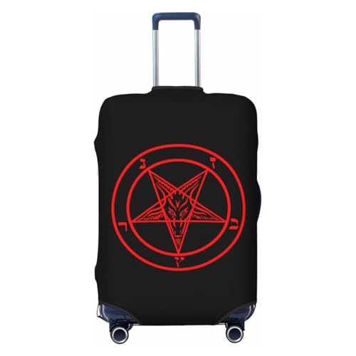 Baphomet Satan Symbol Travel Luggage Cover Suitcase Protector Fits 26-28 Inch Case(Black,L)