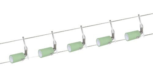 Preisvergleich Produktbild Halogen Seilsystem Seilset 5x20W G4 grün Glas 6m 105VA 51232 12V