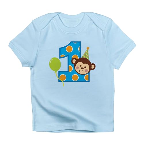 CafePress Boy Monkey 1St Birthday Infant T Shirt Short Sleeve Baby Graphic T-Shirt Sky Blue