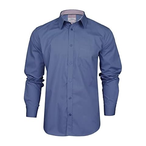 Xact Men's Long Sleeved Plain Poplin Shirt - Regular Fit (Dusky Blue) M Cover