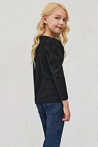 Image of blibean Tween Girls Puff Sleeve Shirts Stylish Fall Tops Size 4-15 Years Old