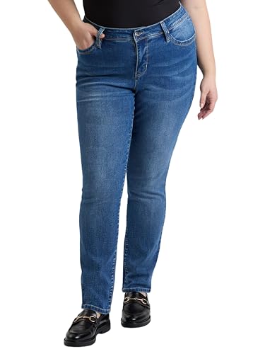 Royalty For Me Womens Women's Plus High Rise Curve Confidence Wannabettabutt Straight Leg Jeans, Xp024175