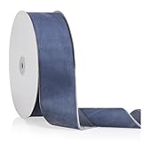 2' X 20 Yards Dusty Blue Velvet Ribbon for...