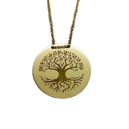Collier Arbre de Vie 24 mm en argent plaqué or pour éviter les allergies et le ternissement