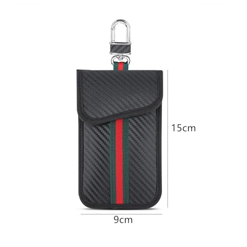 Image of Faraday Bag, Vertical Ribbon Carbon Fiber Key Organizer, Signal Blocking Pouch for Electronic Security, Compact Faraday Cage Design for Key Protection, Carbon Fiber Material Construction