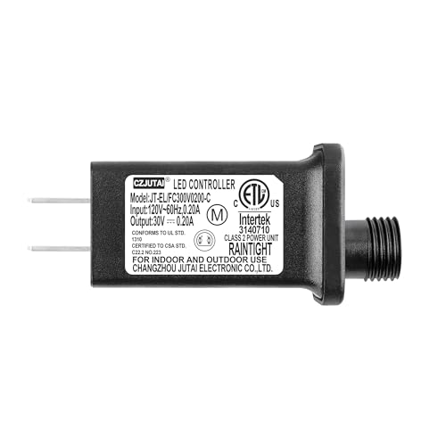 Transformer 30V LED Controller Class 2 Power Supply, IP44 Waterproof Low Voltage Transformer US Plug Compatible with Christmas Light, String Light Indoor Outdoor Use