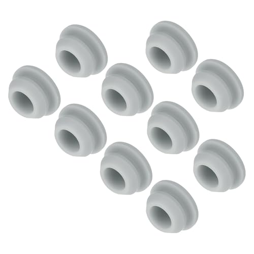 Image of MECCANIXITY 10pcs Silicone Snap in Locking Hole Plugs,9.5mm /0.4 Inch Mounting Diameter Narrow Groove Width 2mm Panel Seal Cover Round for Kitchen Bulkheads Waterproof Sealing Plugs Grey