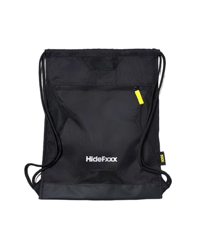 Drawstring Gym Bag, Sport Backpack for Men & Women, Waterproof Sackpack with Zipper Pocket for Workout, Travel (Black)