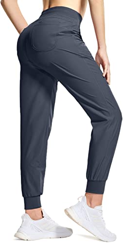 TSLA Women's Lightweight Quick Dry Jogger Pants – Stretch Trousers with Pockets for Travel, Hiking & Everyday Use FBP77-CHC_X Large