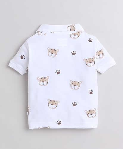 Image of BUMZEE boys Regular Fit Half Sleeves Collar Neck Cotton T-shirt Short Set With Bow Suspender
