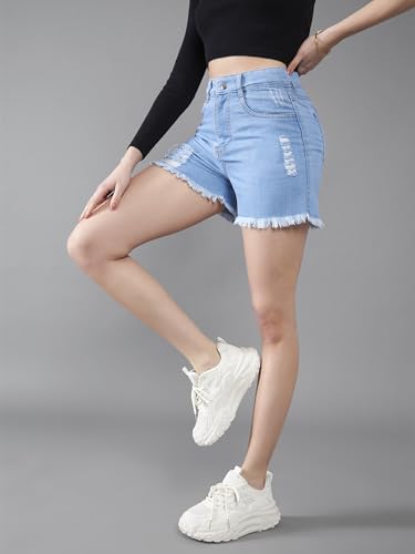 Image of Dolce Crudo Women's Regular High Rise Stretchable Denim Shorts
