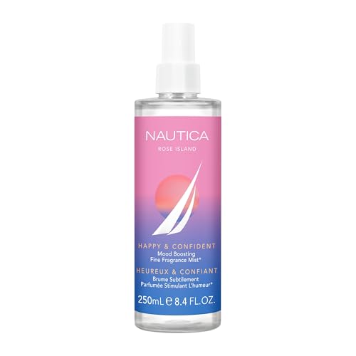 Image of Nautica for Her Rose Island Body Mist, 8.4 Fl Oz (Pack of 1), Notes of Lemon, Rose, and Musk, Women's Fragrance, Long Lasting, Mood-Boosting Fragrance, Vegan Formula