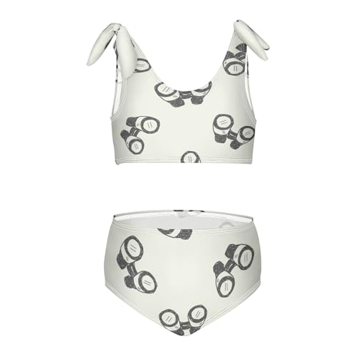 Dussdil Black Binocular Girls Swimsuits 2 Piece Swimwear Bikini Set Beach Bathing Suit for Summer Girl Kids 5-6T