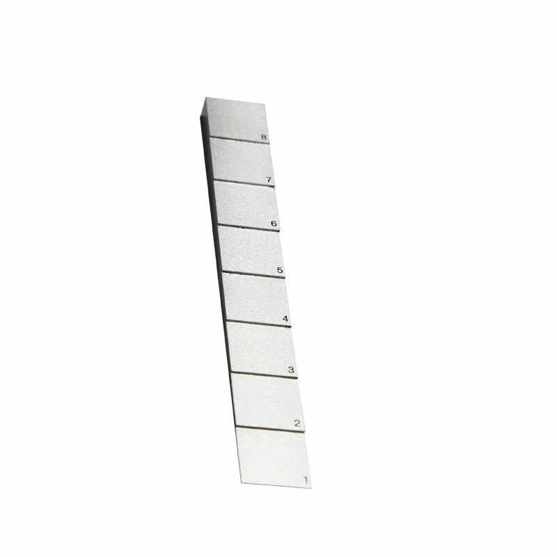 Bloque de calibración de 8 pasos para medidor ultrasónico de espesor con pasos de 1mm a 8mm acero inoxidable 1018, calibración NDT de espesor y linealidad, dimensiones 160mm x 20mm miniatura 6