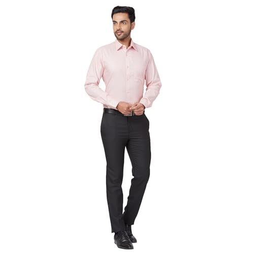 Image of Raymond Men's Slim Fit Structure Pattern Polyester Blend Pleated Formal Trouser